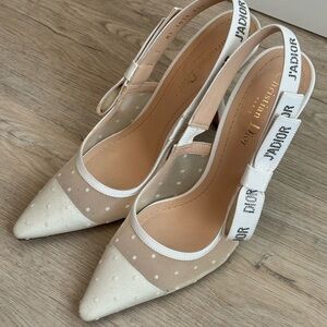 Christian Dior J’adior Mesh Swiss Dot Slingback Heel White/Cream EU 39.5